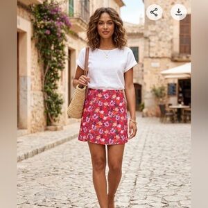 Miami Red Floral Mini Skirt